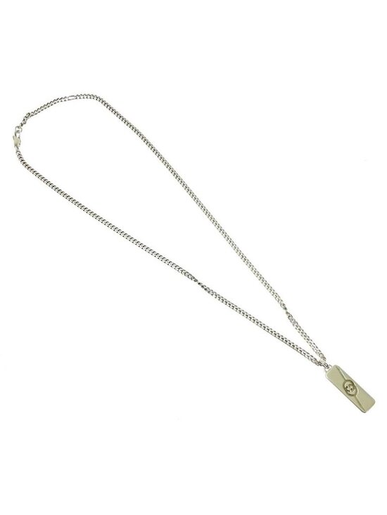 ★SOLD★ Gucci Silver Diagonal Interlocking Necklace 925 Engraved - Picture 3 of 6